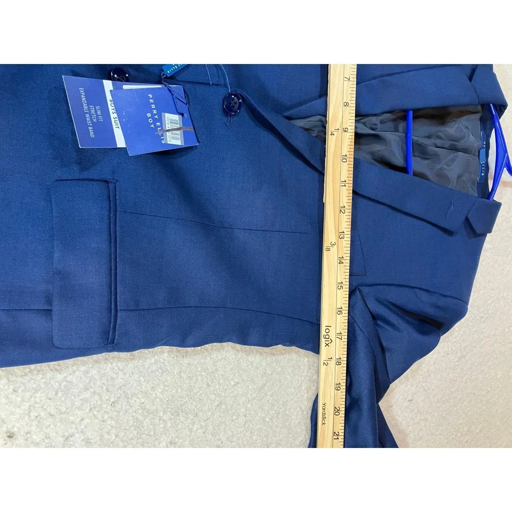 Perry Ellis Boys Blue Two Button Single Breasted Blazer Suit Jacket Size 14 NWT